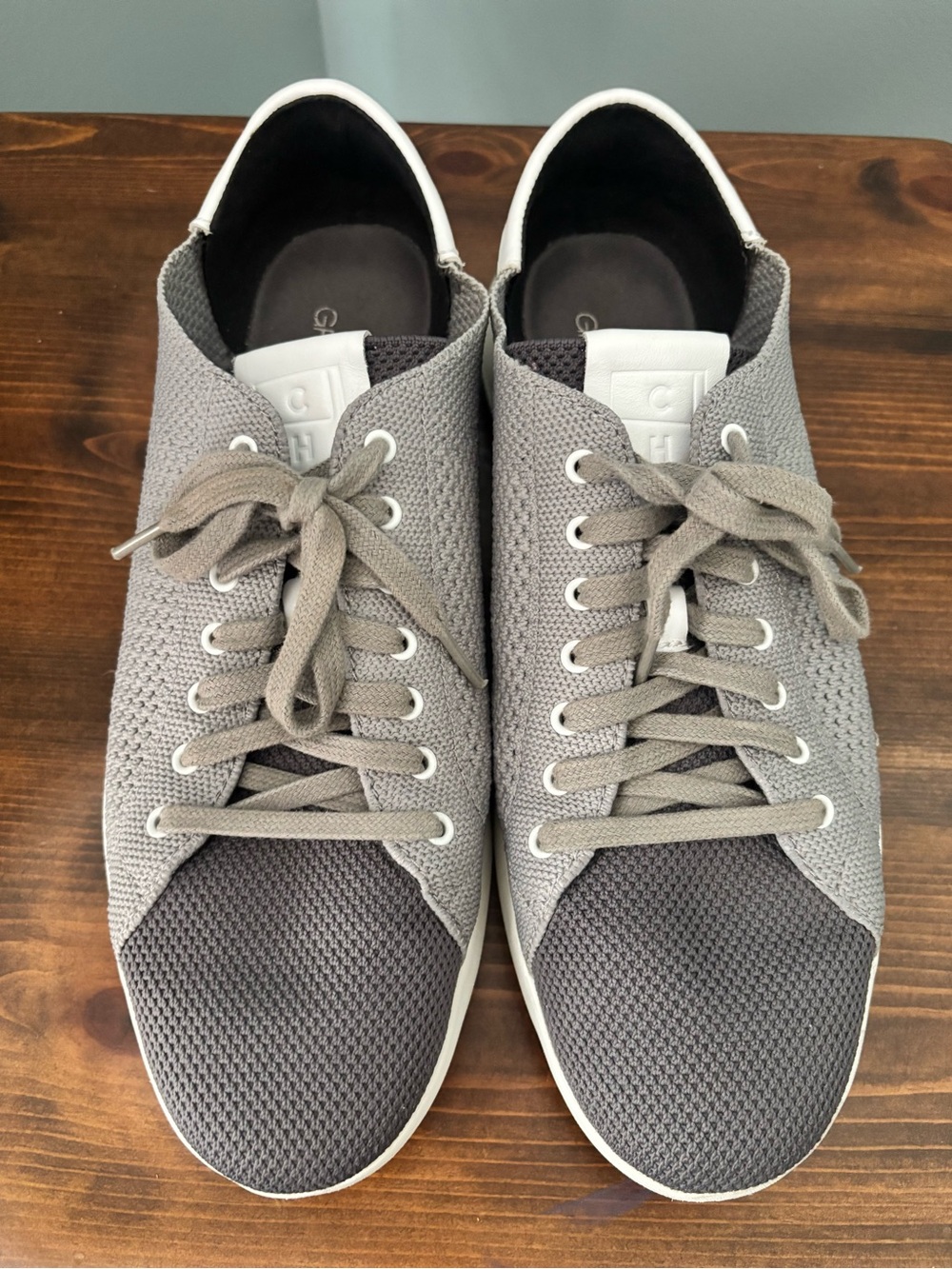 Cole Haan Grand Pro Men's Knit Lace-Up Sneakers - Gray and White